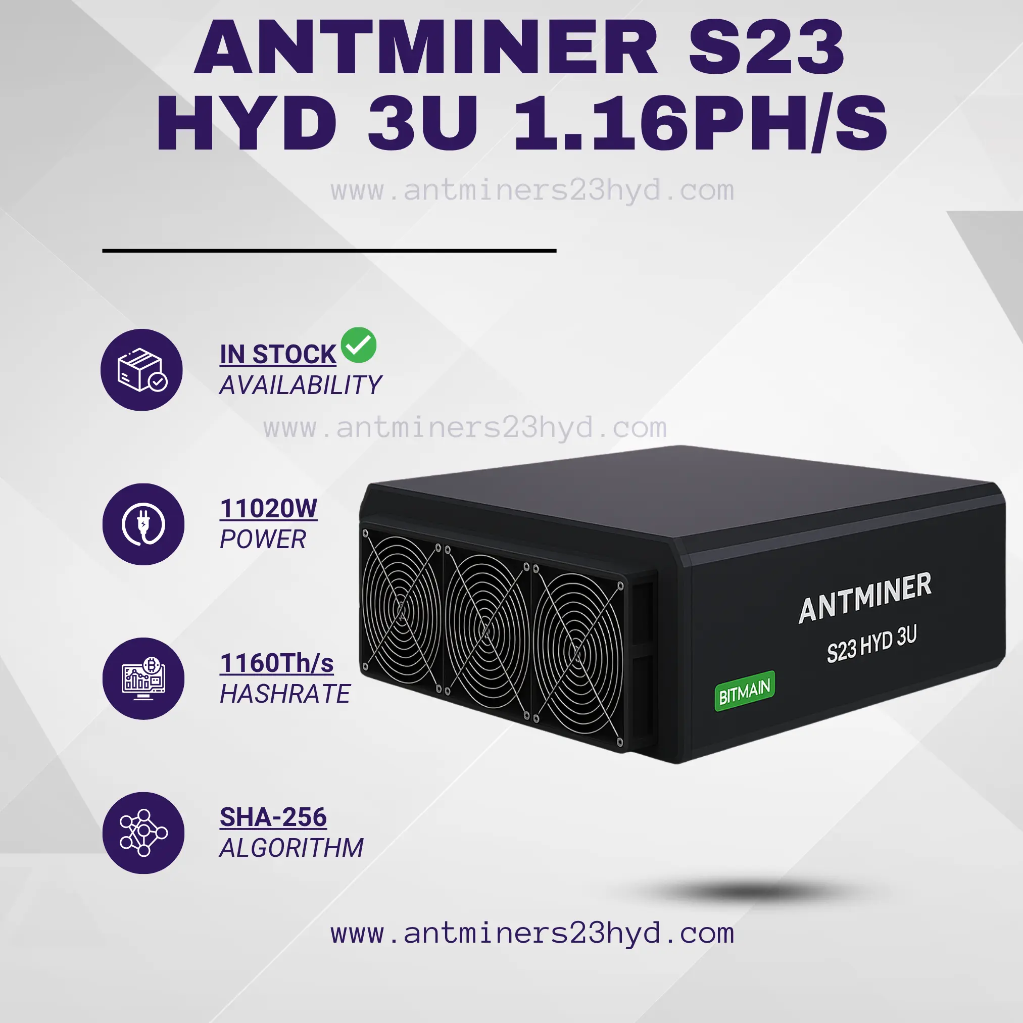 Bitmain Antminer S23 Hyd 3U (1.16 Ph/s)
